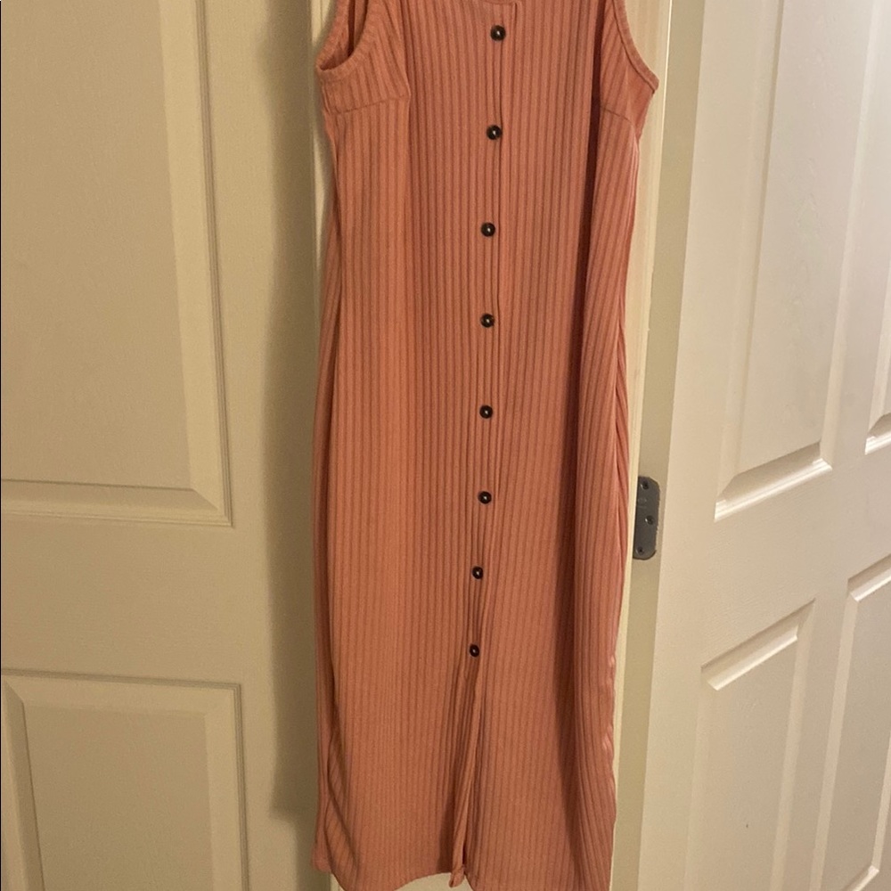 Sleeveless Pink Button-Down Dress